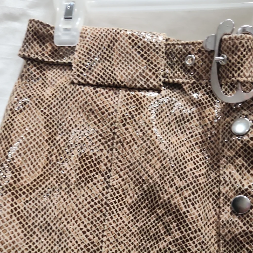 Zara Tan Patterned Mini Skirt Snake Print
